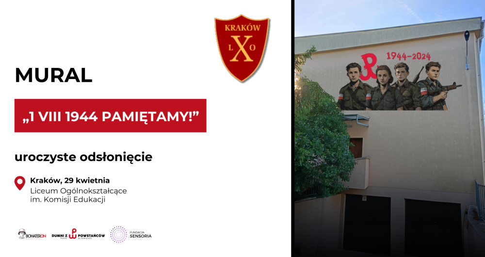 Oficjalne odsłonięcie muralu “Dumni z Powstańców” w Krakowie już 29.04.2025!